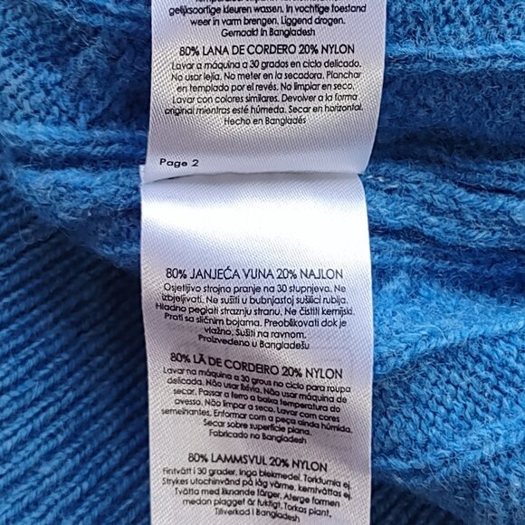 Crew Clothing Men's Lambswool Crewneck Sweater Jumper Cable Knit Blue Sz Medium - Picture 8 of 8